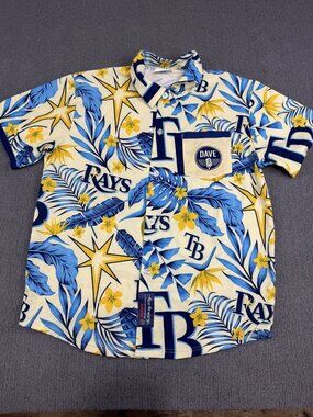Match-Up Mens Tampa Bay Rays Hawaiian Shirt Blue Yellow Floral Size M